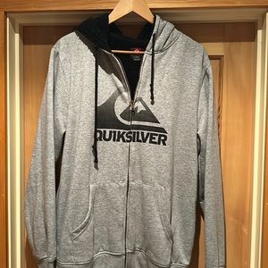 Quicksilver Men’s Large Gray Fleece-Lined Zip-Up Hoodie